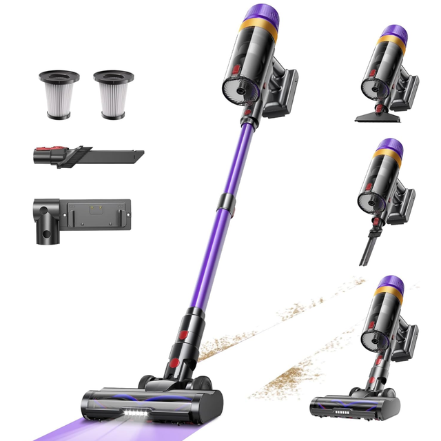 Cordless Stick Vacuum, Self-Standing, 8-in-1, HEPA, for Hotel Pet Hair Hard Floor, Car, OEM CE