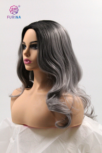 Furina parrucche cosplay di spedizione veloce parrucche sintetiche ombre grigie ondulate lunghe ad alta temperatura per le donne - Product Image 6
