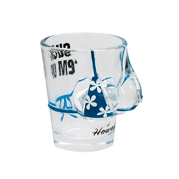 뜨거운 판매 사용자 정의 2 온스 3D 플라스틱 관광 기념품 인쇄 섹시한 와인 바하마 비키니 모양 샷 유리 안경