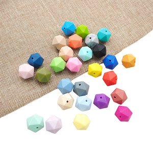 <span class=keywords><strong>Comprar</strong></span> productos para bebés a granel 17mm icosaedro cuentas de silicona sueltas grado alimenticio Bpa libre bebé mordedor polígono cuentas - Product Image 4