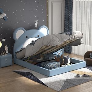 NOVA moderne enfants garçons chambre ensemble mignon bleu <span class=keywords><strong>petit</strong></span> ours en forme de tête de <span class=keywords><strong>lit</strong></span> rembourrée en bois enfants <span class=keywords><strong>lit</strong></span> de rangement - Product Image 4