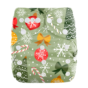 Couches en tissu bio personnalisées avec impression de Noël réutilisables et lavables pour les bébés - Product Image 1