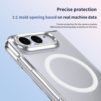 Étui de téléphone pliable magnétique en PC renforcé transparent anti-jaunissement avec protection de caméra surélevée et verre trempé antichoc pour iPhone Duo