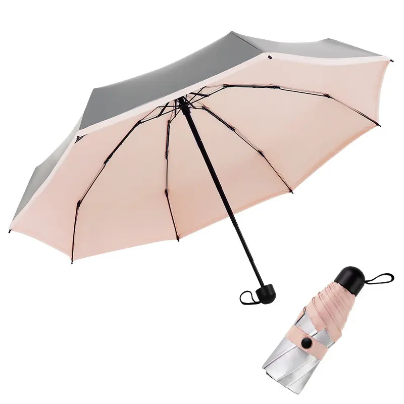 مظلة للشمس خماسية الطبقات مع جيوب للحماية من الأشعة فوق البنفسجية من التيتانيوم والفضة مظلة هدية مظلة إعلانية صغيرة