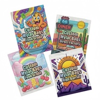 Sacs plats en Mylar de style Cali, imprimés sur mesure, colorés, 3,5 g, à trois soudures latérales, faible MOQ, livraison rapide, service OEM pour bonbons