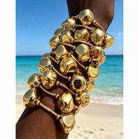 Kaimei 2025 Bijoux de mode, bracelets pour femmes en perles CCB irrégulières superposées, grand bracelet jonc à perles