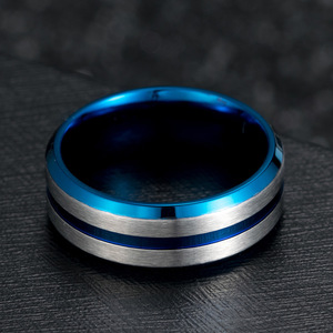 Men's Titanium Steel <b>Ring</b> 8mm Wide Brushed Matte Double Bevel Geometric Design Gift Jewelry - Product Image 4