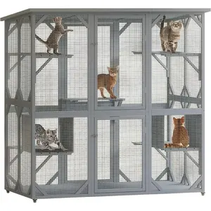 Jaalex Custom Large Luxus tragbare mehrstufige Holz Katzen haus Indoor Outdoor Wasserdichte Haustiere Katzen Haus