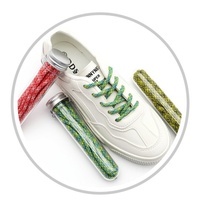 Lacets ronds en polyester OEM de 4,5 mm, bicolores, motif E-Type, longueur personnalisée, pour baskets décontractées, chaussures de papa, bottes de randonnée, vente en gros