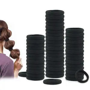 Toptan siyah renk yüksek elastikiyet dikişsiz saç halat kravat at kuyruğu kadınlar için basit saç halat günlük yaşam scrunchies