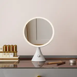 테이블 화장품 아름다움 데스크탑 스마트 도매 하이 퀄리티 복근 수지 Led 충전식 메이크업 화장대 거울