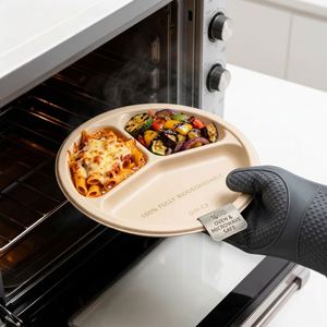 Assiettes jetables 100 % biodégradables à 3 compartiments, écologiques, pour fêtes, pique-niques, barbecues, vente en gros - Product Image 2