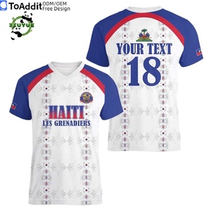 Tenue de football respirante personnalisée, uniforme de football haïtien, t-shirt de football, ensembles d'uniformes de football, maillots de football sublimés Haïti - Product Image 1