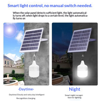 Ampoule LED Solaire Extérieure IP66 105W en Gros, 84 LED, 3 Couleurs, Intensité Variable, Angle de Faisceau 360°, Lanterne de Camping, Lumière Portable d'Urgence