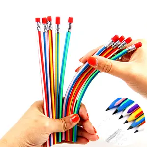 LOW MOQ 귀여운 문구 다채로운 구부릴 수있는 매직 벤디 유연한 소프트 HB 연필 지우개 학생 학교 사무실 로고와 함께 사용