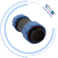 Connecteur de panneau encastré étanche IP68 SP2110/S9, prise aviation femelle 9 broches, boîtier anti-poussière