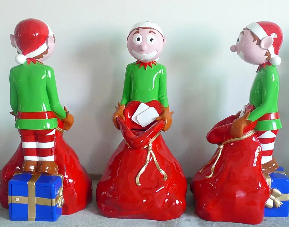מסחרי חיצוני דקורטיבי פיברגלס חג המולד פסל שדון מתנת שדון קישוטי צעצוע כיף קישוטי חג המולד גדולים