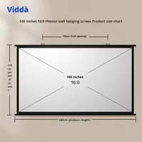 Pantalla Eléctrica de Pared Vidda PS100 de 100 Pulgadas 16:9 con Borde Antirrollos, Control Remoto, Proyector Láser Tricolor PET
