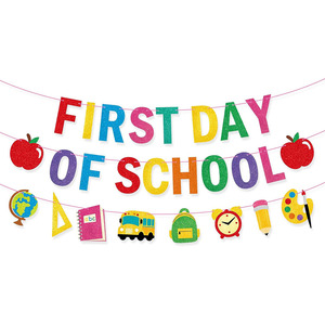 Multicolor Campus-themed Back-to-School <strong>Student</strong> Welcome Party <strong>Banner</strong> with Pencil Apple Heart Shapes for Teacher Decor - Product Image 1