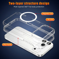 Coque arrière transparente pour 17/Air/Pro Max, chargement magnétique sans fil, TPU+PC, étanche, antichoc, étui de téléphone