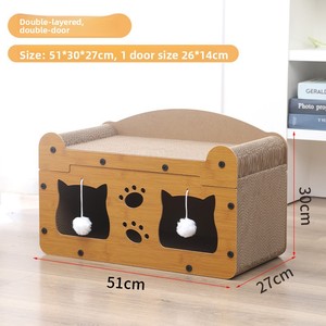 Villa pour chat classique de taille moyenne avec griffoir intégré, très grande, sans perte de poils, murale verticale en bois massif - Product Image 4