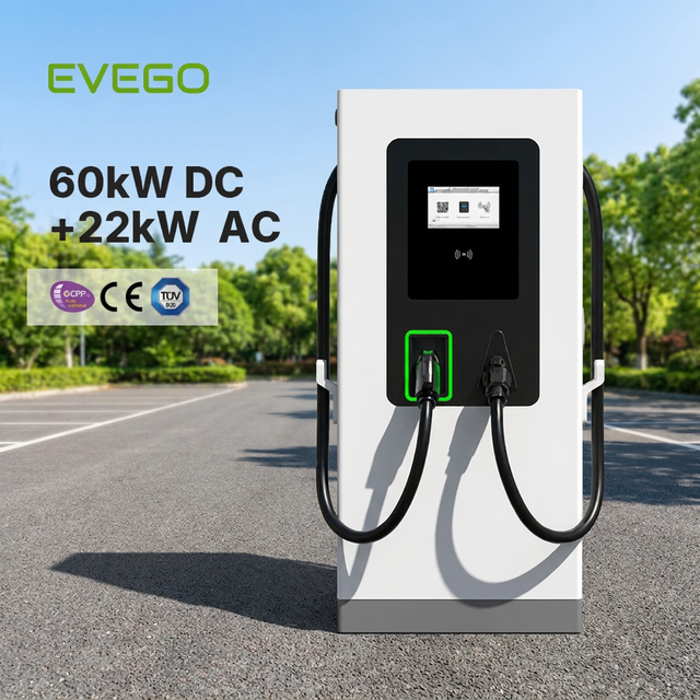 EVEGO Dual Gun EV Charger Factory Integrated 22kw AC+DC 60kw CCS1Type2 EV DC Charging Pile Electric Vehicle Car Charging Station