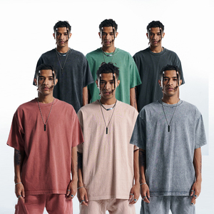 T-shirt vintage pour homme en coton lourd uni 250 g/m², lavage à l'acide, OEM/ODM - Product Image 1