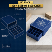 Boîte cadeau personnalisée bleu royal avec tiroir, emballage de Noël pour bonbons et chocolats, flocon de neige blanc UV rigide