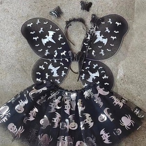 New Arrival 4PCS/Set Halloween Party Skull Printed Butterfly Wings Kids Halloween Cosplay Costumes - Product Image 3