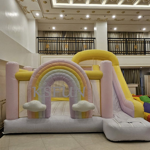 Castillo Inflable de PVC de Grado Comercial para Exteriores, con Tobogán, <span class=keywords><strong>Arco</strong></span>íris Pastel, para Niños, para Fiestas - Product Image 2
