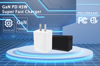 Chargeur rapide GaN 45W avec port Type-C PD 3.0 pour ordinateur portable et écouteurs, certifié ETL/FCC, design écologique