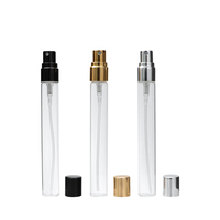 Diskon besar botol semprot bening bulat 10 ml kosong botol Mini kaca perak emas hitam untuk botol pompa sederhana parfum silinder