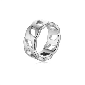 Anillos de Cadena Cubana de Acero Inoxidable con Baño de Oro, Sin Plomo ni Níquel - Product Image 2