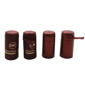 PVC Heat Shrink Capsule for Wine Vodka Liquor Bottles 30*60mm Hot Stamping Logo Shrink caps