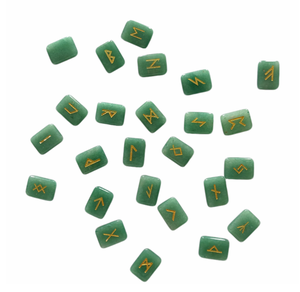 Ensemble de 25 pierres de runes nordiques en cristal naturel de jade aventurine verte sculptée - Product Image 6