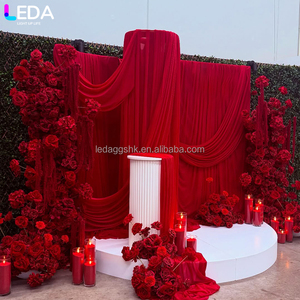 Cortinas de fondo para boda LEDA, nuevo diseño, decoración para fiestas, cortina de fondo roja arrugada para bodas y fiestas - Product Image 1