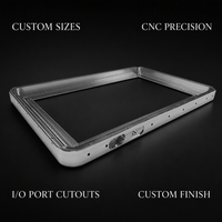 Cadre en aluminium usiné CNC sur mesure avec découpes pour ports I/O argentés pour boîtier d'affichage numérique grand format OEM