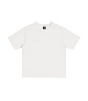 T-shirt en coton double épaisseur 250G, design court à épaules tombantes, haut streetwear tendance à col rond, motif vintage