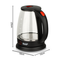 Bouilloire électrique RAF Smart 2L de haute qualité, transparente, sans BPA, intérieur en verre
