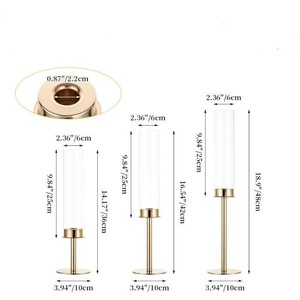 Set of 3 Gold Wedding Party Table Candelabra Centerpiece <strong>Lotus</strong> Lantern <strong>Candle</strong> <strong>Holder</strong> <strong>Candle</strong> Stick Taper <strong>Holders</strong> with Glass Cover - Product Image 4