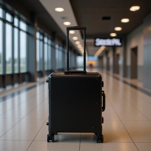 Valise de Maquillage Professionnelle Grande Capacité à Roulettes Universelles Noire Rayures Argentées Irisées avec Lumières Printemps 2025 - Product Image 1