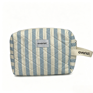 Soft Cotton Striped <b>Makeup</b> Organizer <b>Bag</b> <b>Quilted</b> Wash <b>Bag</b> Ladies Portable Cosmetic Pouch Custom Logo Travel Toiletry <b>Bag</b> - Product Image 6