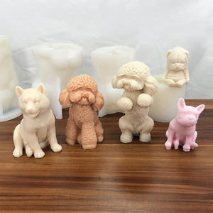 Petit chien en peluche chiots Silicone bougie moules moules à cire pour bougies maison savon glace artisanat aromathérapie moule - Product Image 2