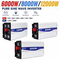 Nouvel onduleur solaire à onde sinusoïdale pure 2026 6000W 8000W 12000W DC12V 24V 48V 60V 72V 96V vers AC110V 220V pour maison, camping-car et système hors réseau