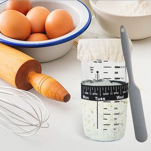 New Glass Wide Mouth Sourdough Starter Jar <b>Kit</b> Sourdough Starter <b>Kit</b> With Date Marked Feeding Band, Thermometer for Bread Baking - Product Image 5
