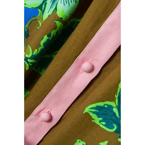 Abito camicia di lino stampato a maniche lunghe a bolle primavera estate 2023 per donna