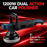Polisseuse de voiture professionnelle à double action 1200W, 5 pouces, support à 9 trous, filetage 5/16-24, 110-240V 50/60Hz 2000-5000RPM