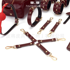 SM erotic toys, leather paddle, alternative <b>bondage</b> and discipline masks, handcuffs, and shackles multi-piece <b>set</b>, factory - Product Image 5