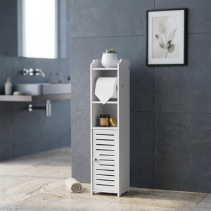 SENYU <b>White</b> <b>Bathroom</b> Storage Shelf With 1 <b>Drawer</b> And 3 Shelves Modern Design Easy To Clean Particle Board Construction - Product Image 5