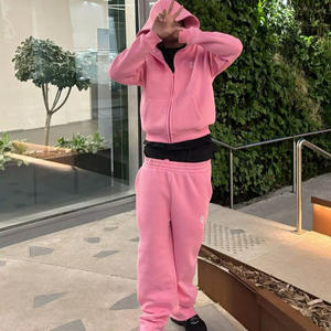 Nuova <span class=keywords><strong>Tuta</strong></span> Sportiva 2025 a Tinta Unita dalla Vestibilità Ampia con Felpa con Cappuccio, Giacca e <span class=keywords><strong>Pantaloni</strong></span> in Due Pezzi con Cerniera - Product Image 2